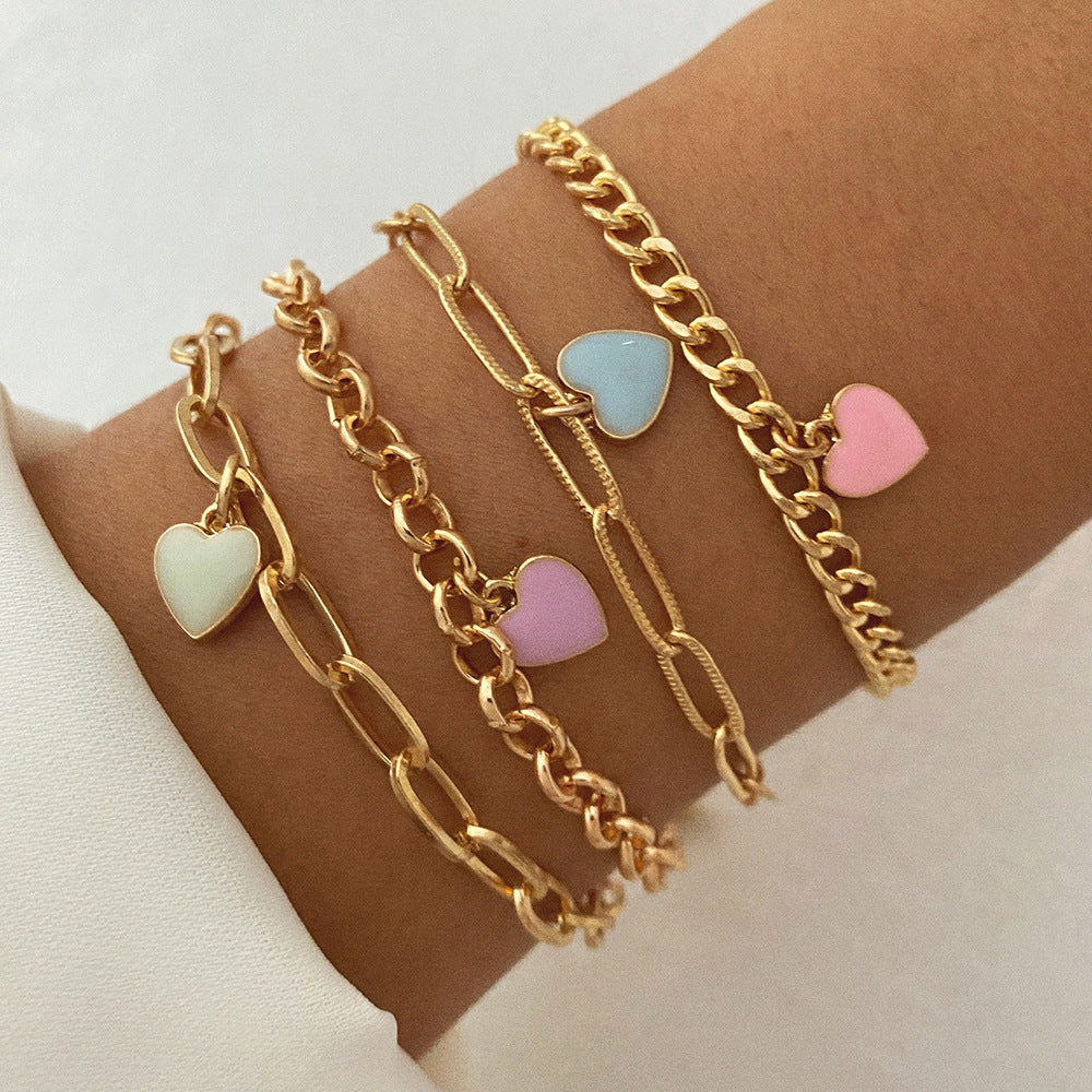 Colorful Heart Bracelet Set - Bracelets