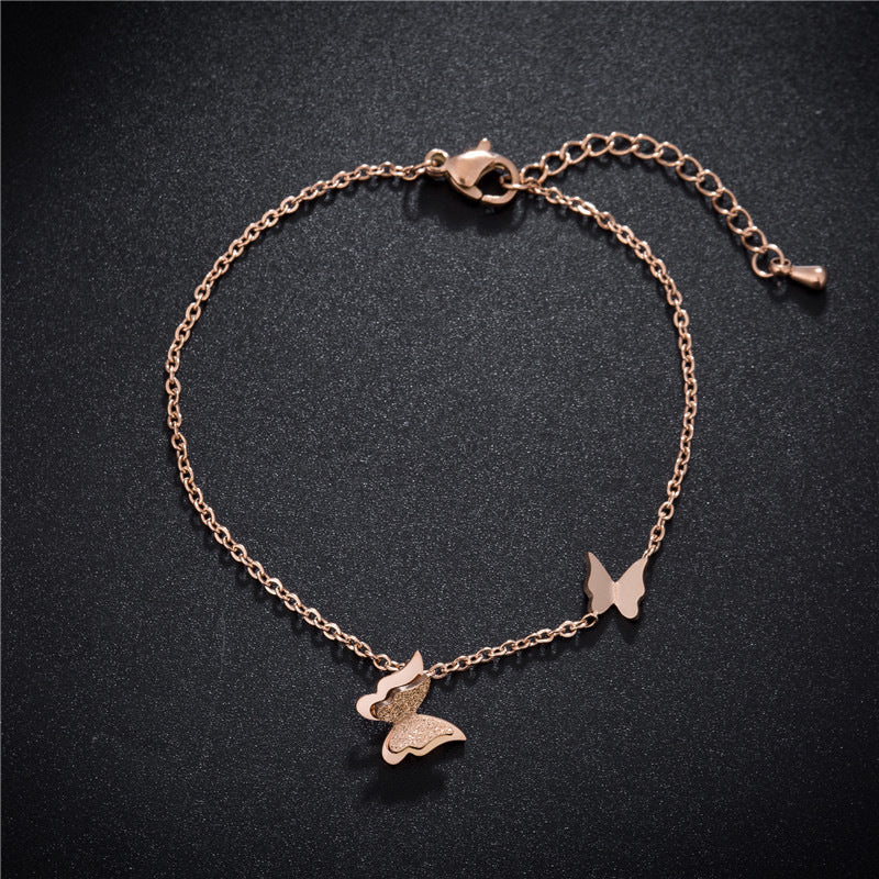 Stainless Steel Duo Butterfly Bracelet - Bracelets