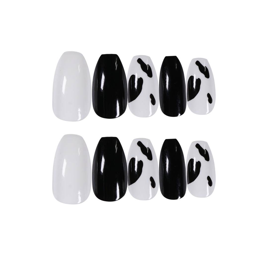 B&W Cow Print Nails - 