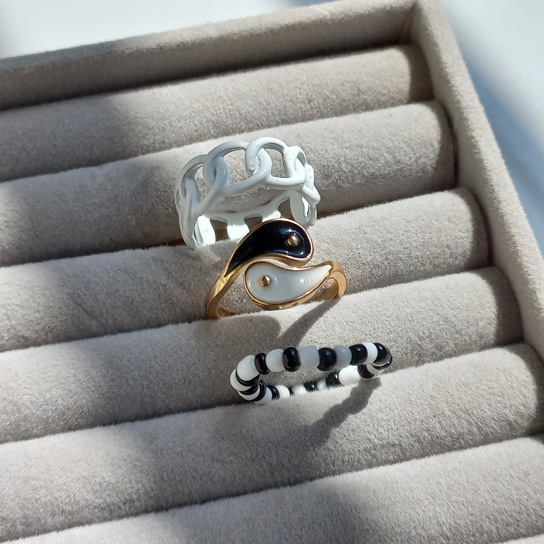 B&W Yin Yang Ring Set | Size 8 - Rings