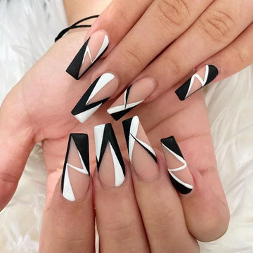 B&W Patterned Nails - Press on Nails