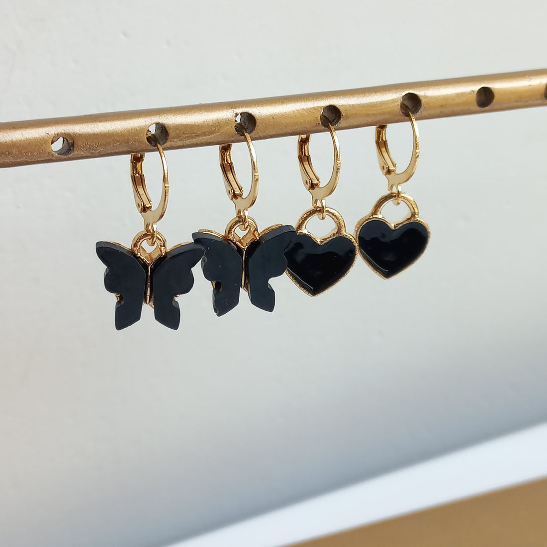 Black Frosty Huggies - Earrings