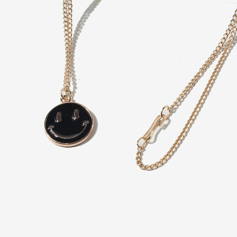 Black Smiley Pendant - Necklaces