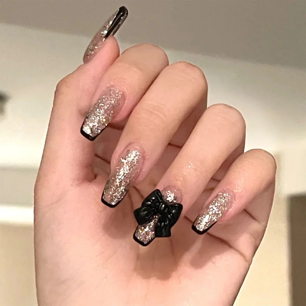 Black Bow Nails - Press on Nails