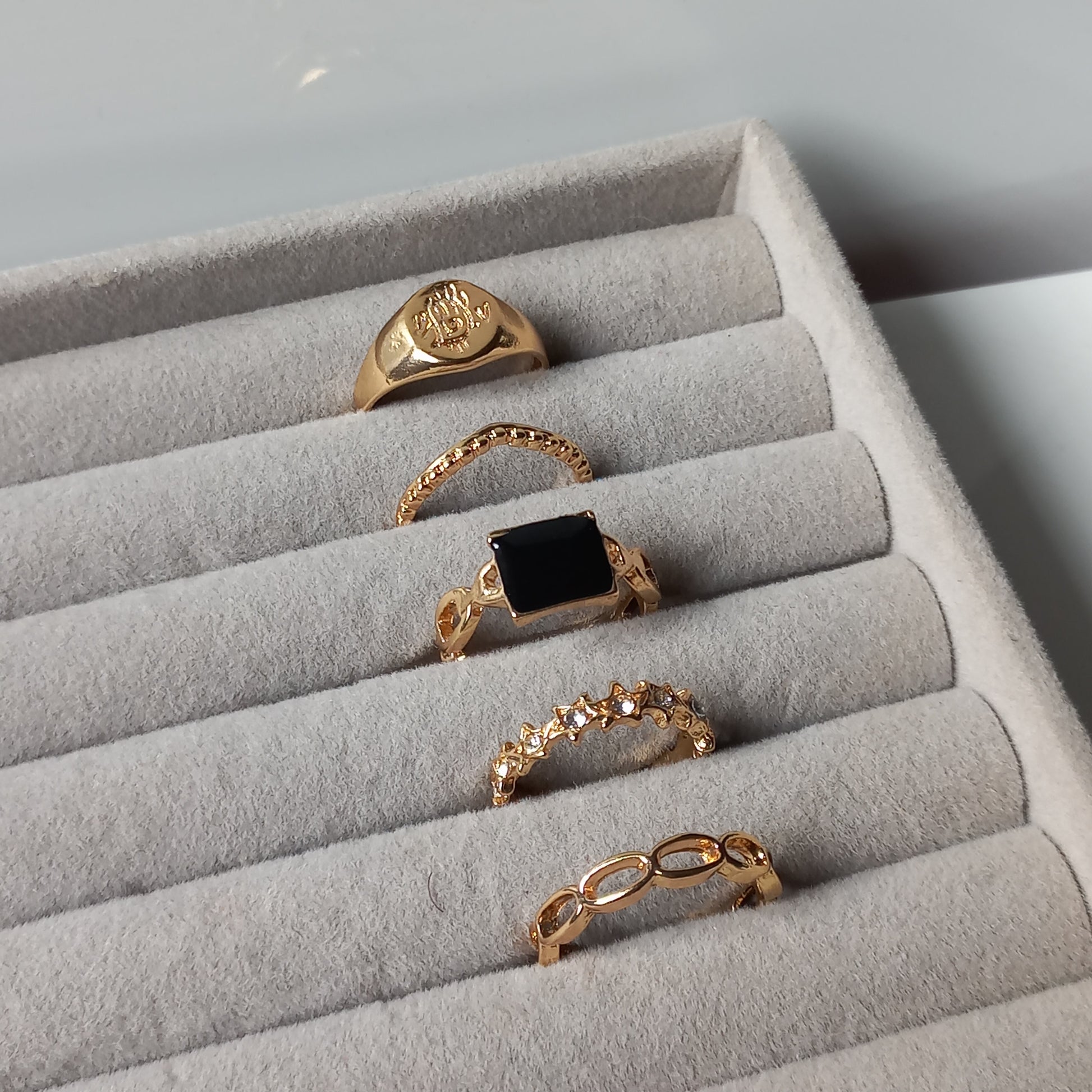 Black & Gold Ring Set | Size 6.5 - 