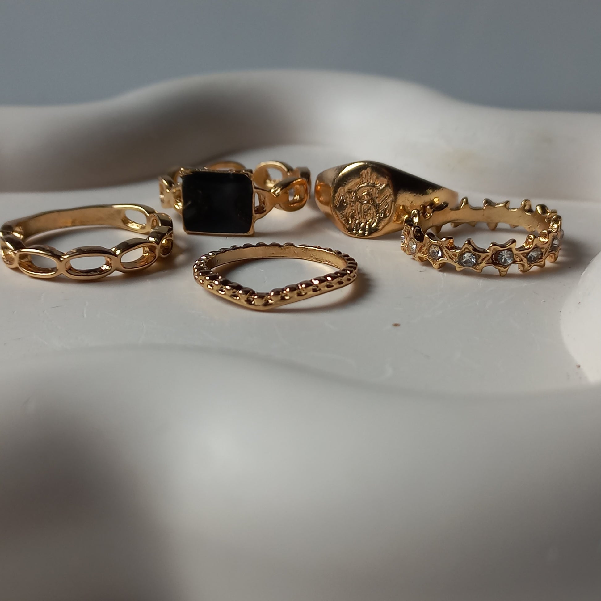 Black & Gold Ring Set | Size 6.5 - 