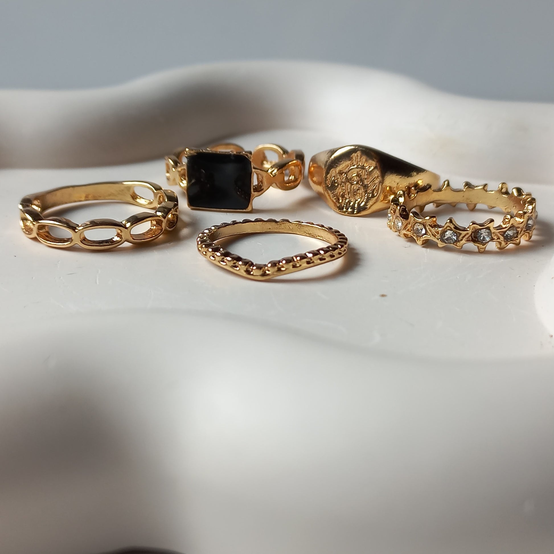 Black & Gold Ring Set | Size 6.5 - 