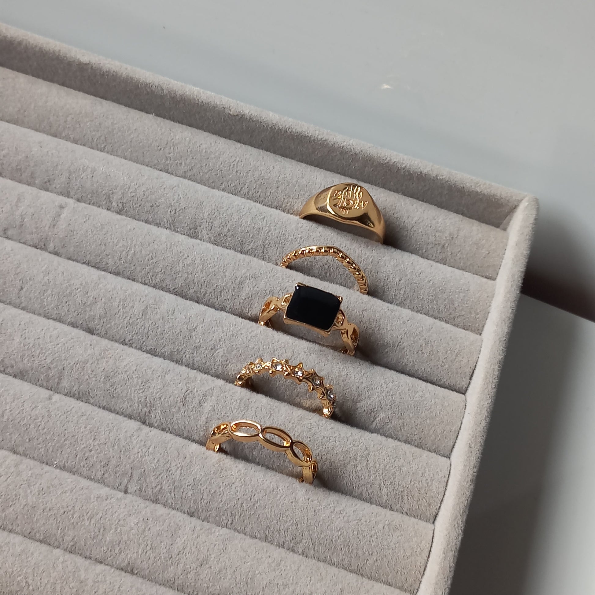 Black & Gold Ring Set | Size 6.5 - 