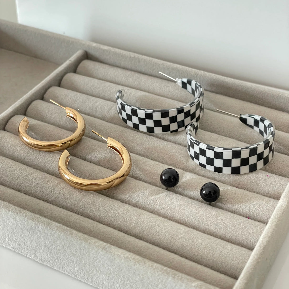 Black & White Hoops Set | 3 Pairs - Earrings