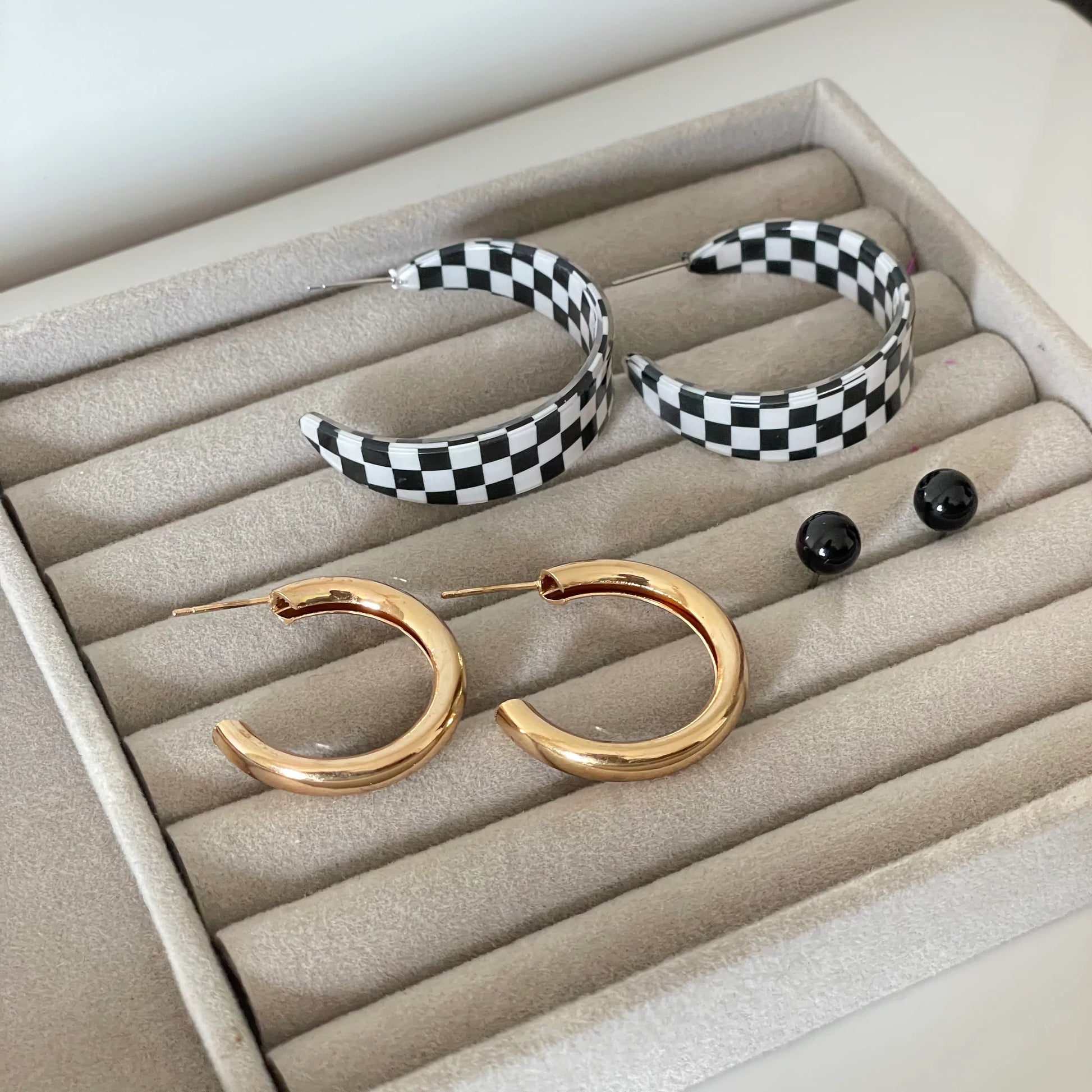 Black & White Hoops Set | 3 Pairs - 