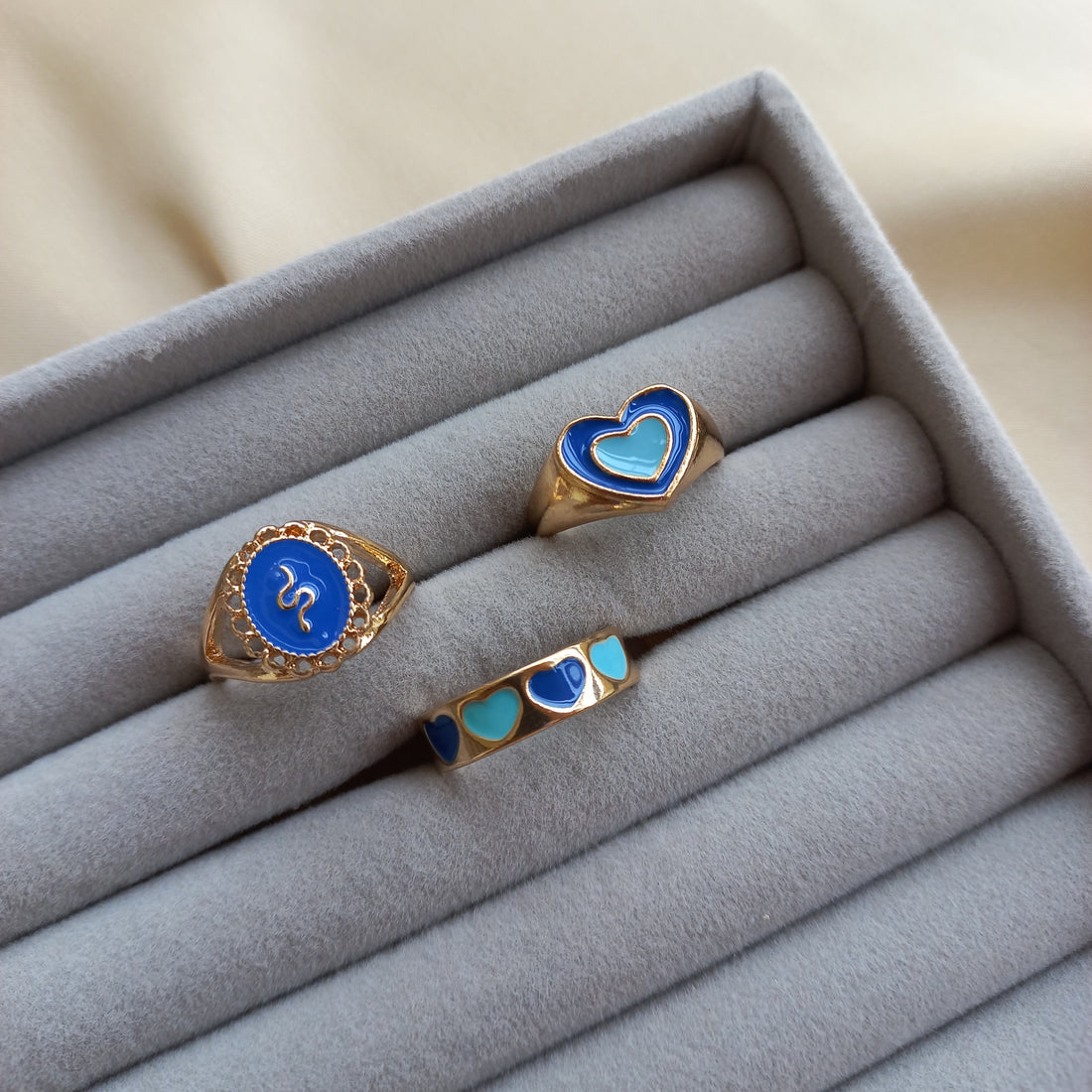 Blue Cascade Ring Set | Size 7.5 - Rings