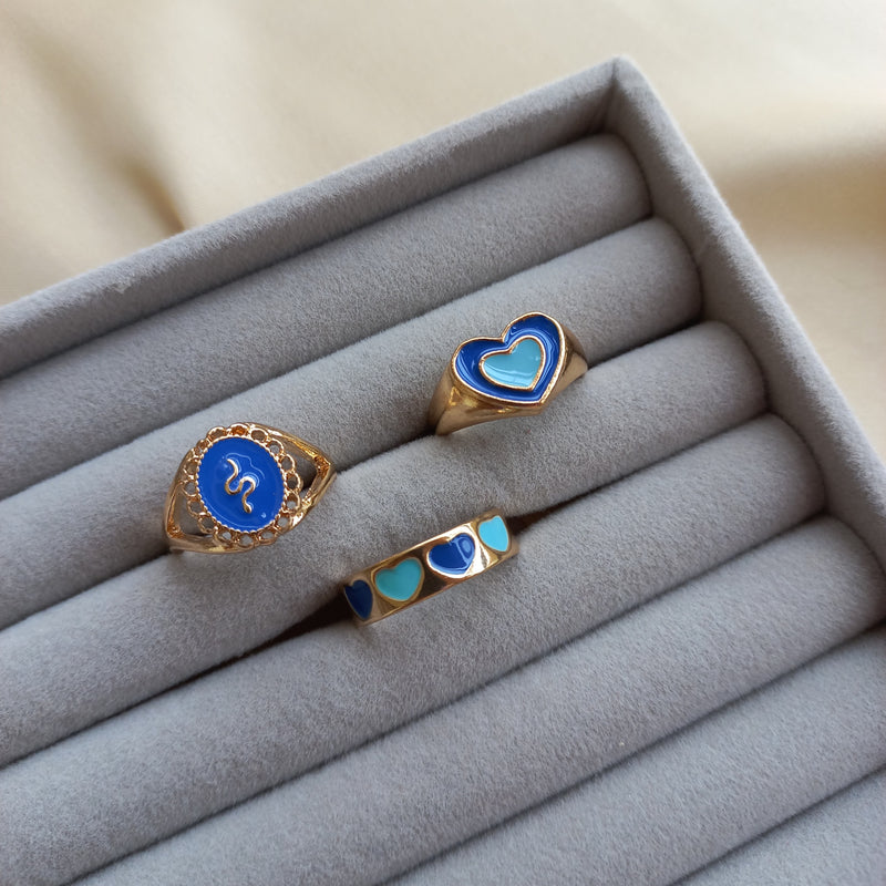 Blue Cascade Ring Set | Size 7.5