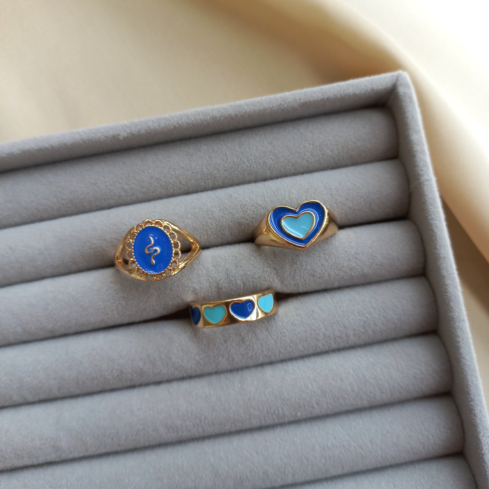 Blue Cascade Ring Set | Size 7.5 - 