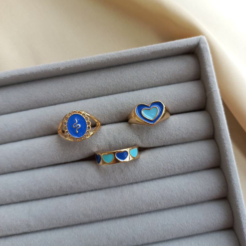 Blue Cascade Ring Set | Size 7.5