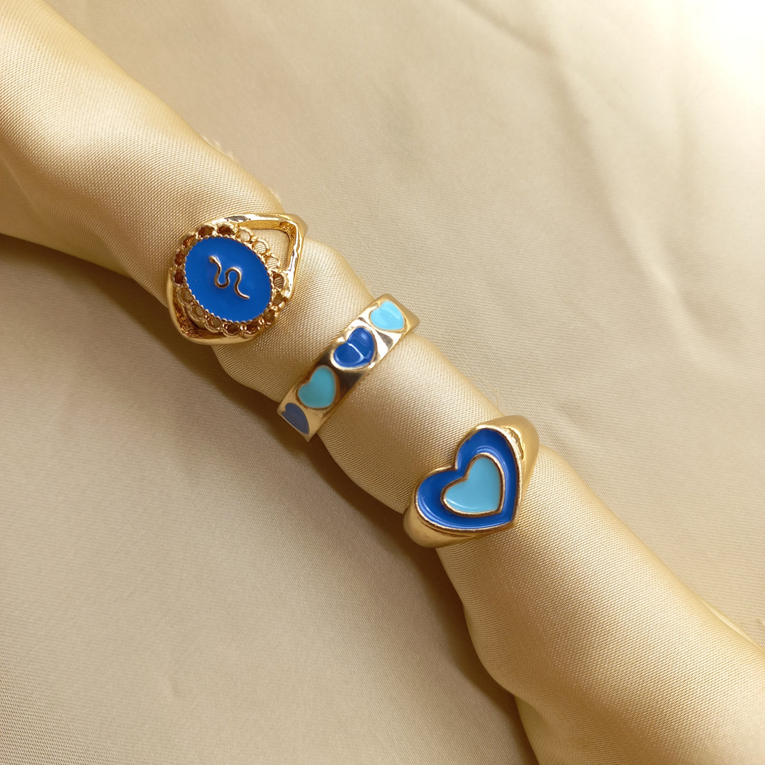 Blue Cascade Ring Set | Size 7.5 - Rings