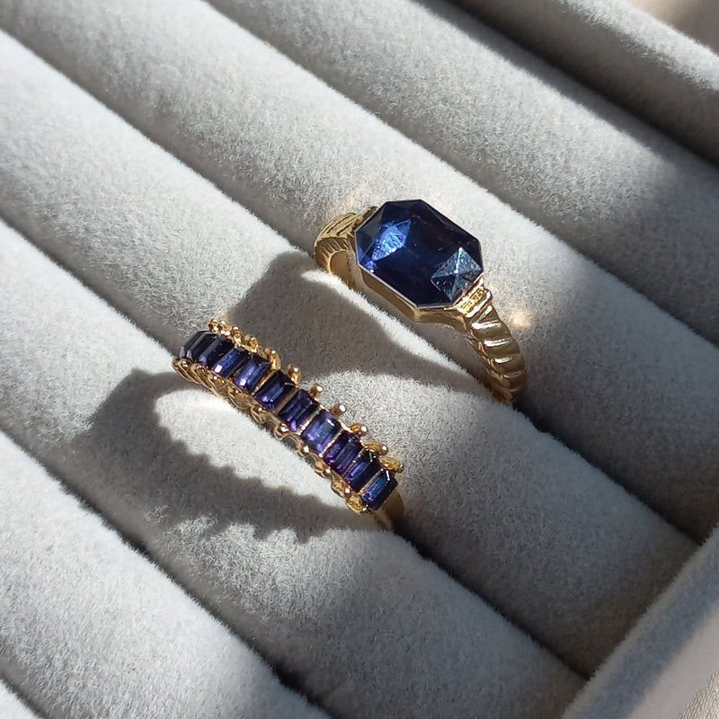 Blue Duo Ring Set | Size 7.5