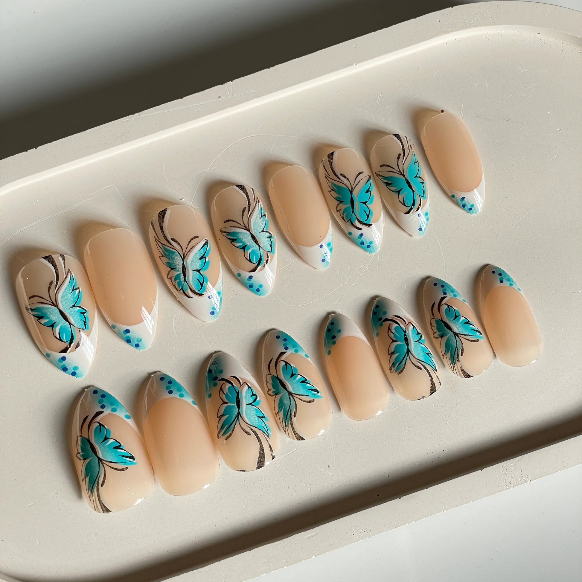 Blue Flutter Nails - 