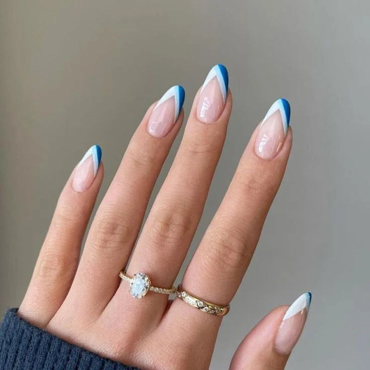 Blue Tips Nails - Press on Nails