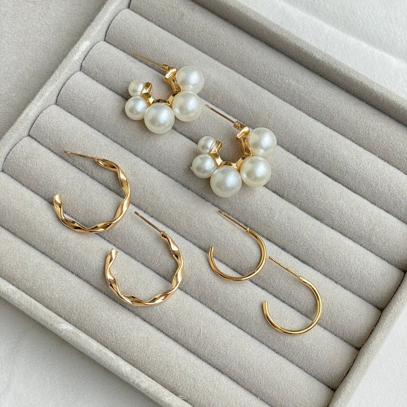 Bubbly Pearl Hoops Set