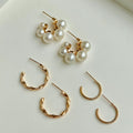 Bubbly Pearl Hoops Set - 