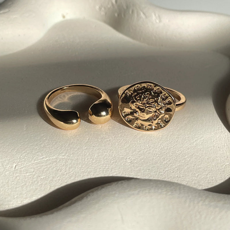 Chunky Coin Duo Rings | Size 7 - 