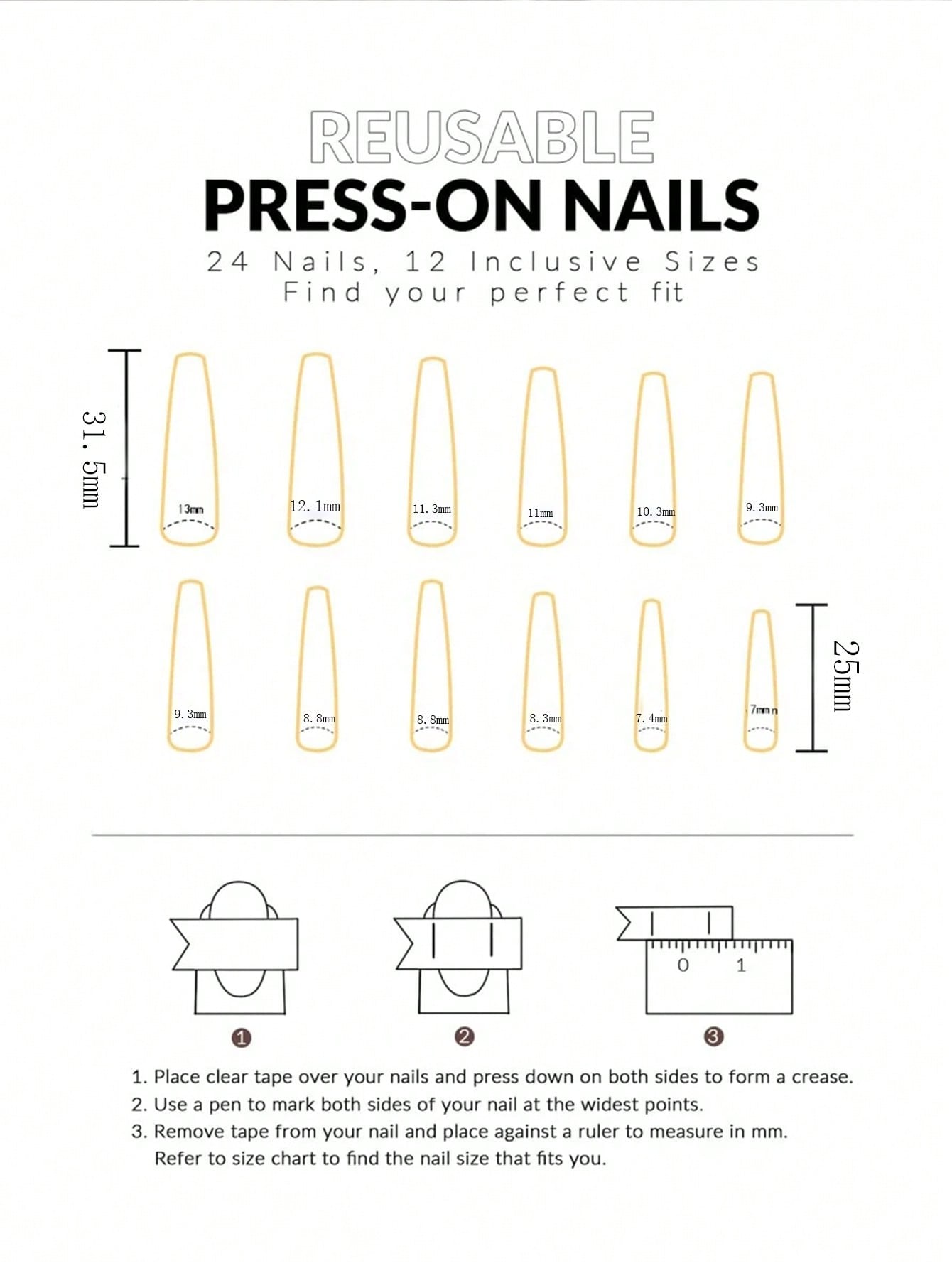 Coffin French Tip Nails - 