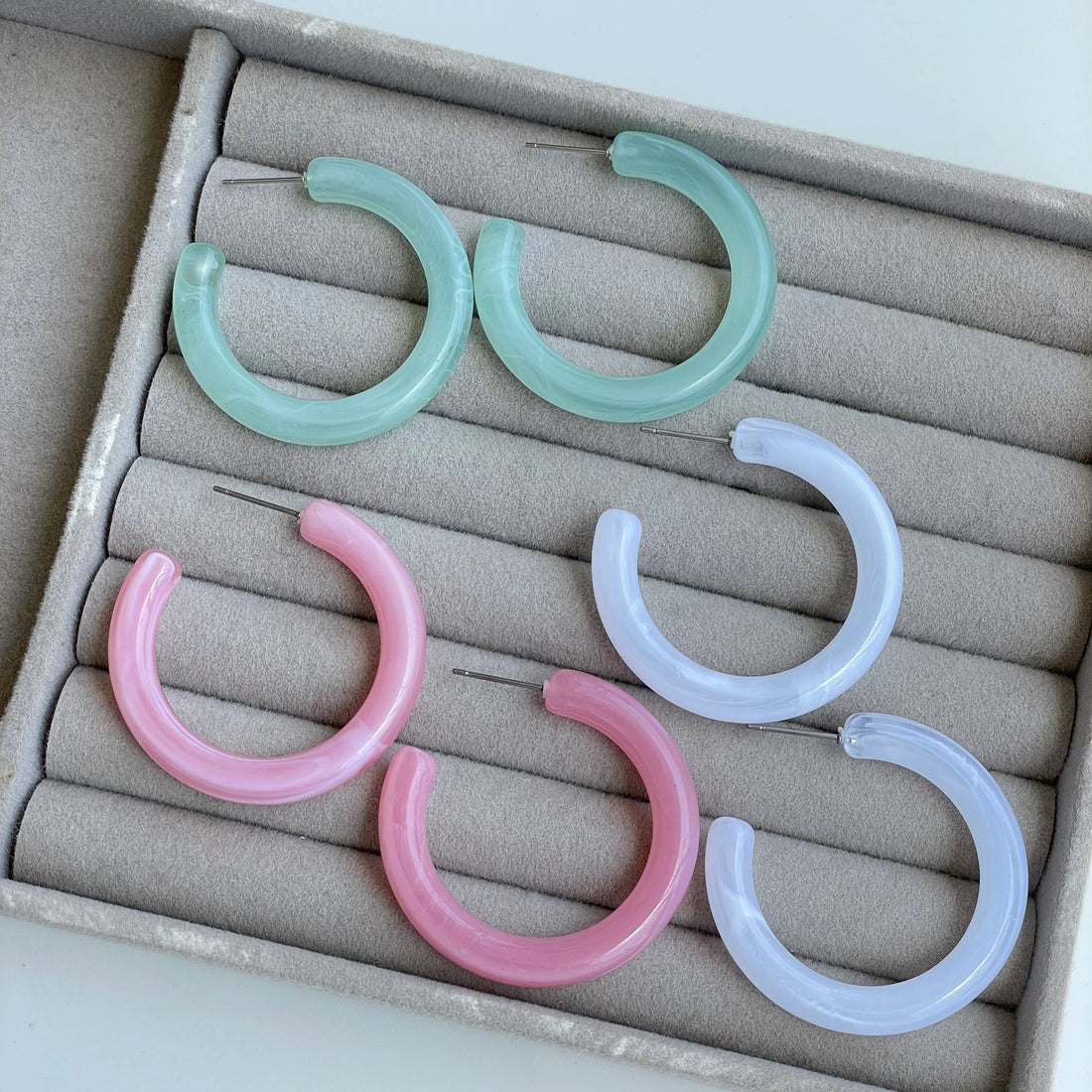 Round Acrylic Hoops | 3 Pairs - Earrings