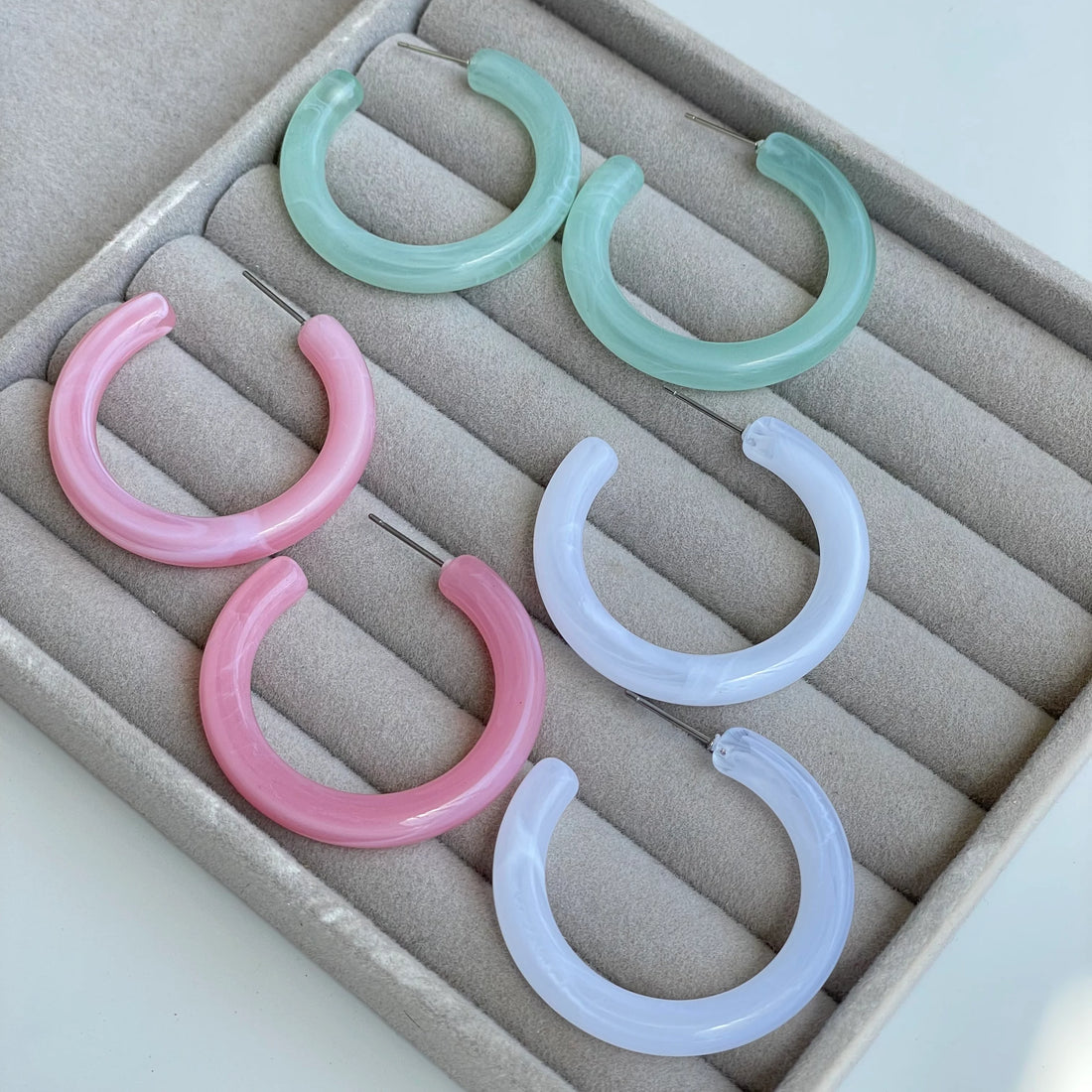 Round Acrylic Hoops | 3 Pairs - Earrings