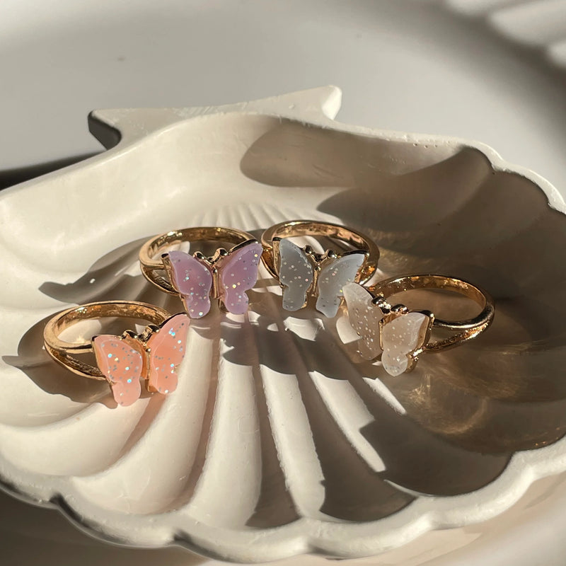 Colorful Butterfly Ring Set  | Size 7