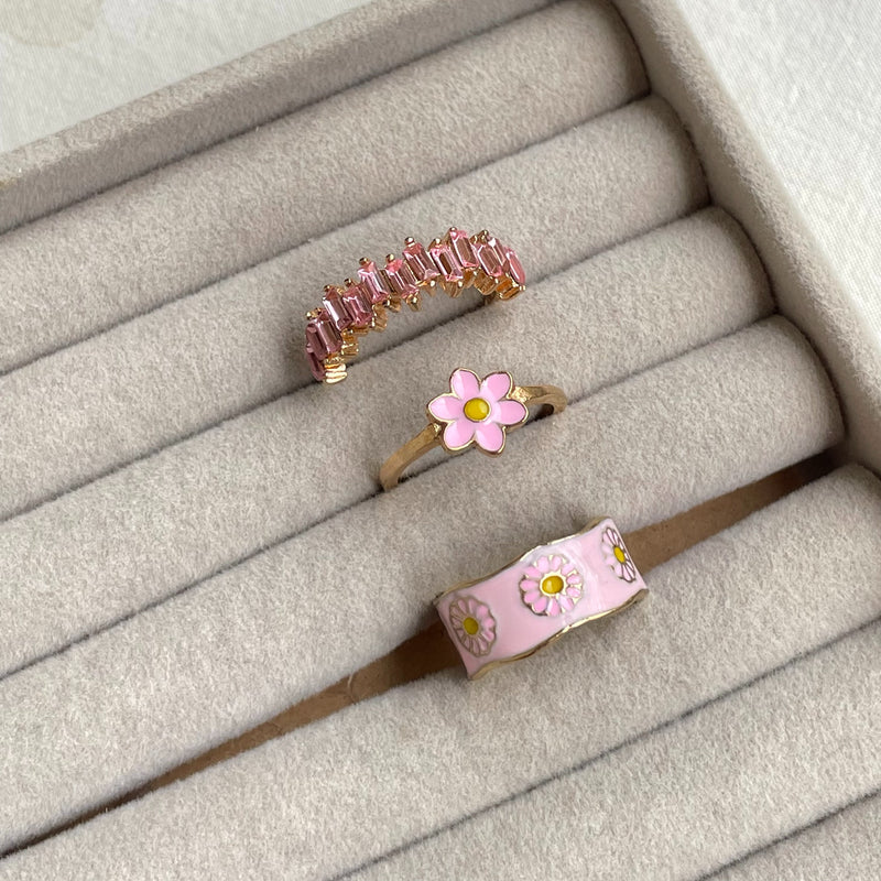 Daisy Ring Set - Pink | Size 7.5