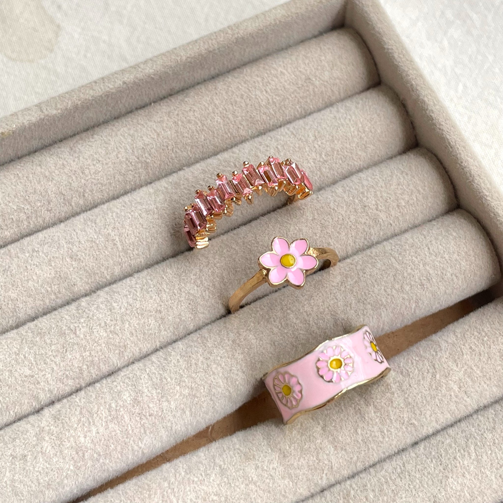 Daisy Ring Set - Pink | Size 7.5 - Rings