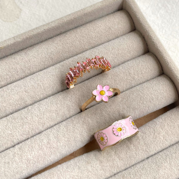 Daisy Ring Set - Pink | Size 7.5