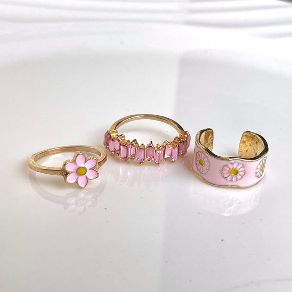 Daisy Ring Set - Pink | Size 7.5