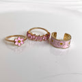 Daisy Ring Set - Pink | Size 7.5 - 