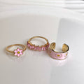 Daisy Ring Set - Pink | Size 7.5 - 