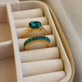 Delicate Green Duo Rings | Size 7 - 