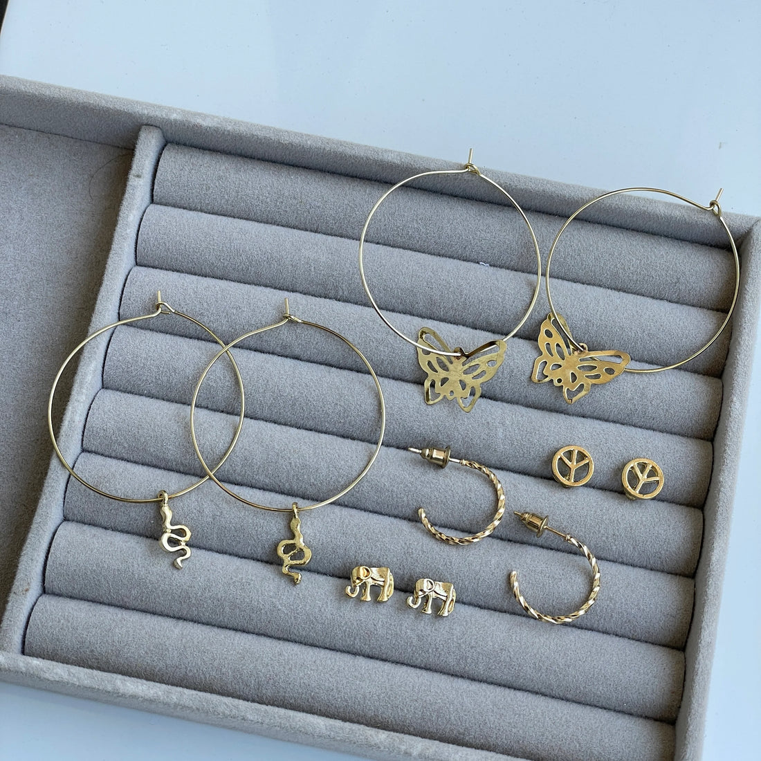 Elephant & Butterfly Earrings | 6 Pairs - Earrings