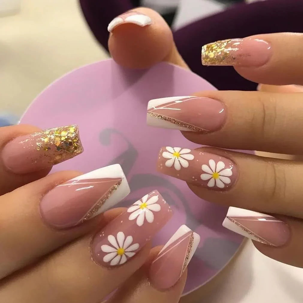 Floral Nude Nails - Press on Nails