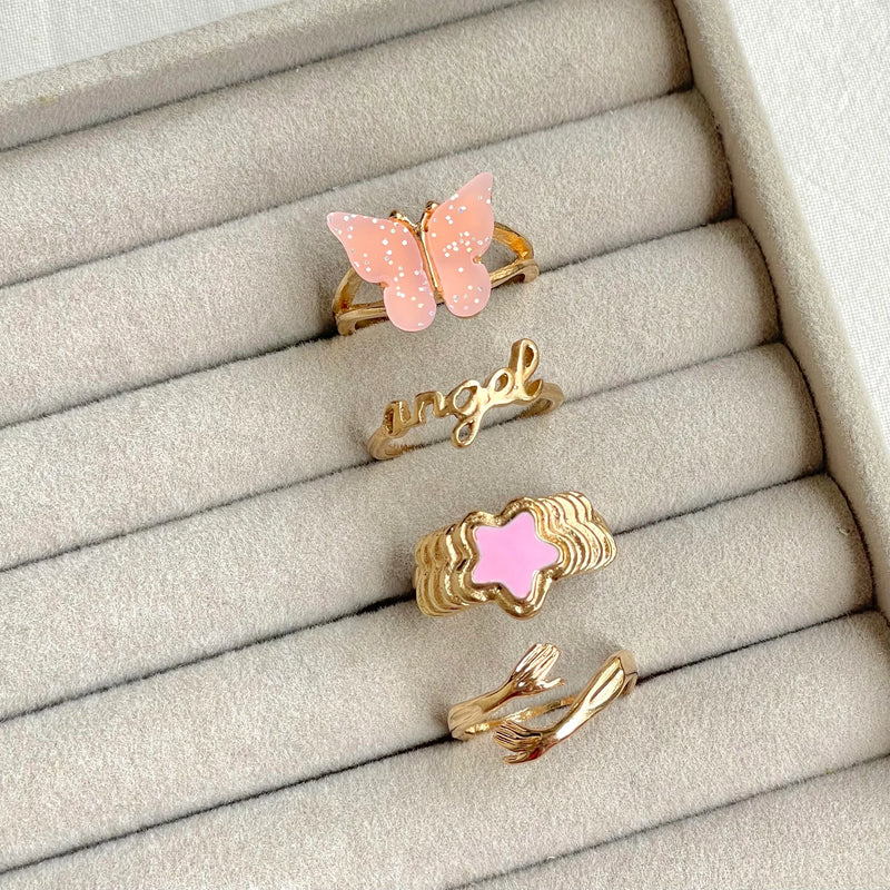 Flutter Ring Set - Pink | Size 7.5