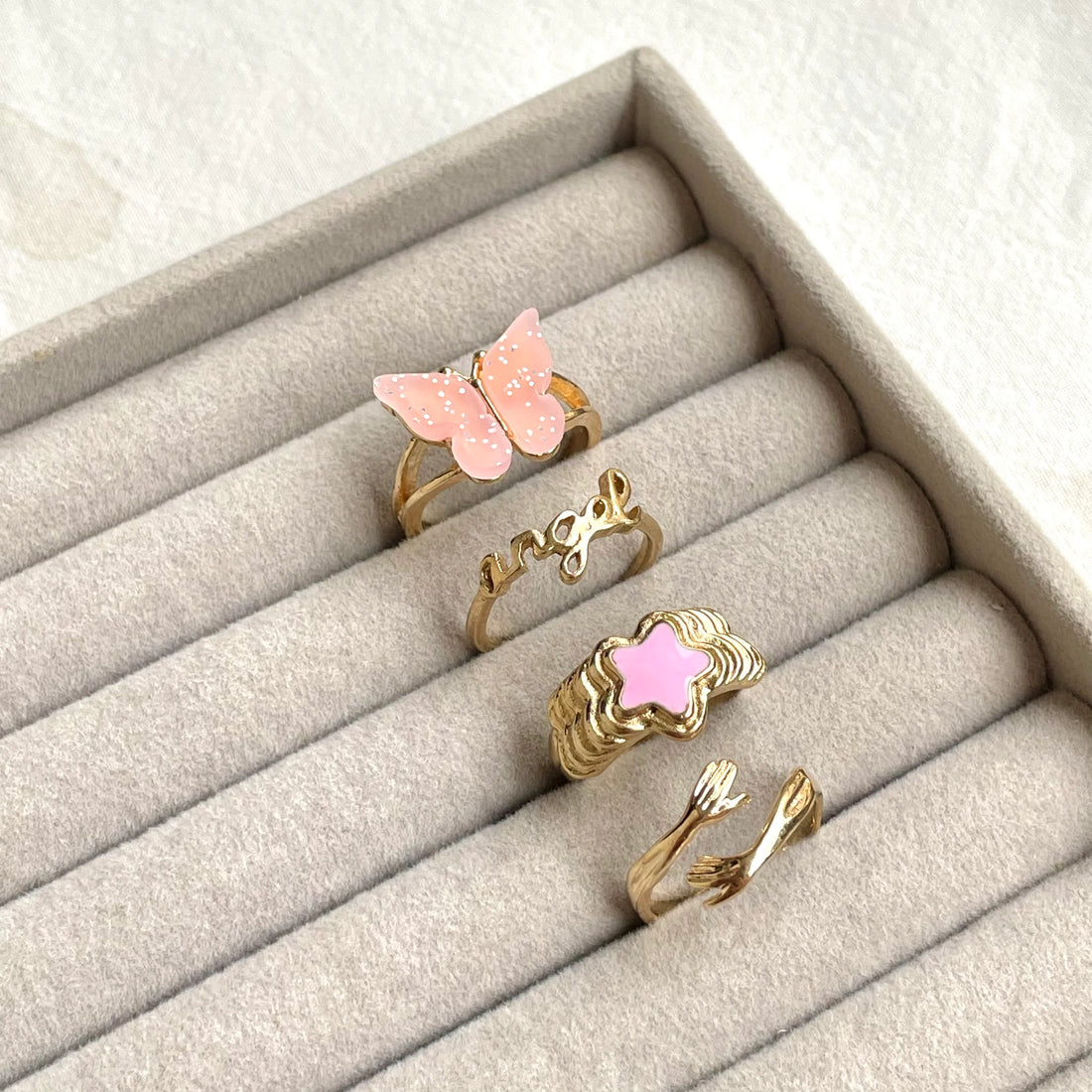 Flutter Ring Set - Pink | Size 7.5 - Rings