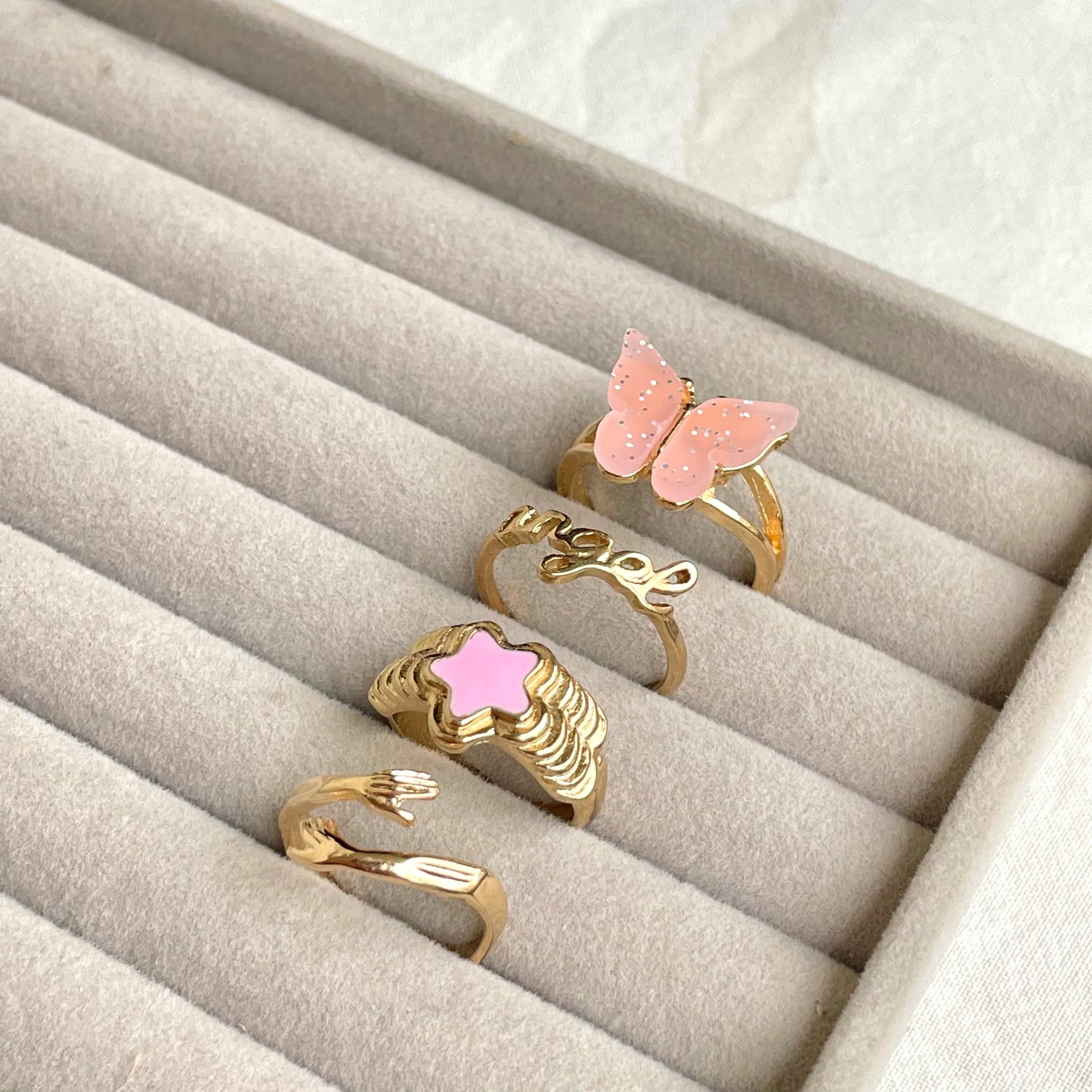 Flutter Ring Set - Pink | Size 7.5 - 