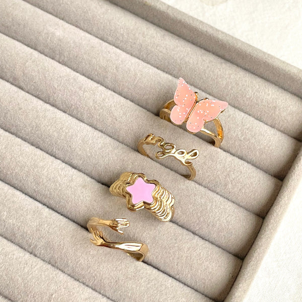Flutter Ring Set - Pink | Size 7.5