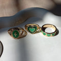 Green Cascade Ring Set | Size 7 - 