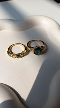 Green Essence Duo Ring Set  | Size 7.5 - 