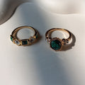 Green Essence Duo Ring Set  | Size 7.5 - 