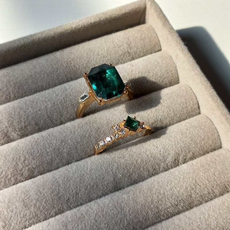 Green Gleam Duo Ring Set | Size 8