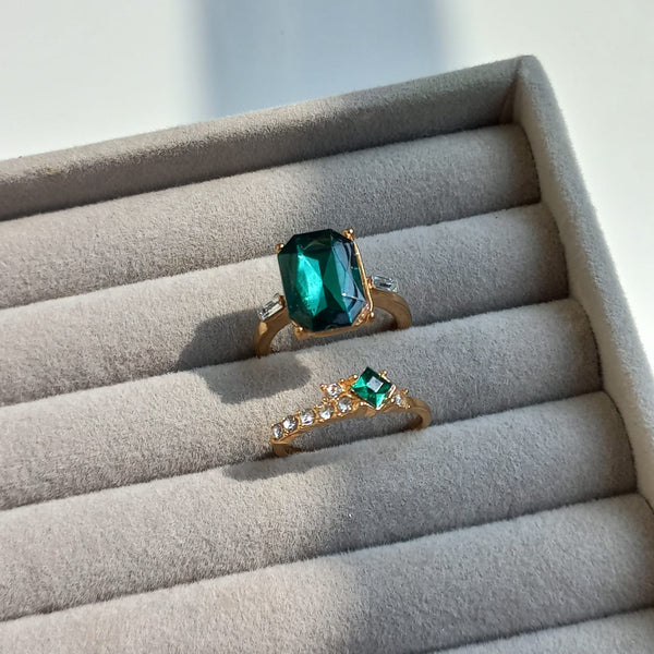 Green Gleam Duo Ring Set | Size 8 - Rings