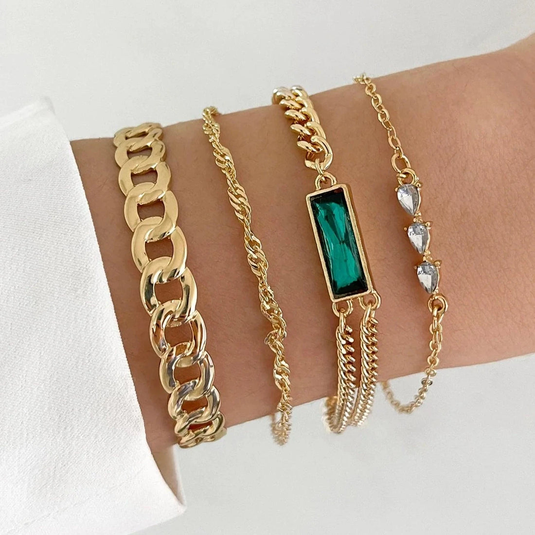 Jade Chain Bracelet Set - Bracelets