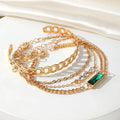 Jade Chain Bracelet Set - 