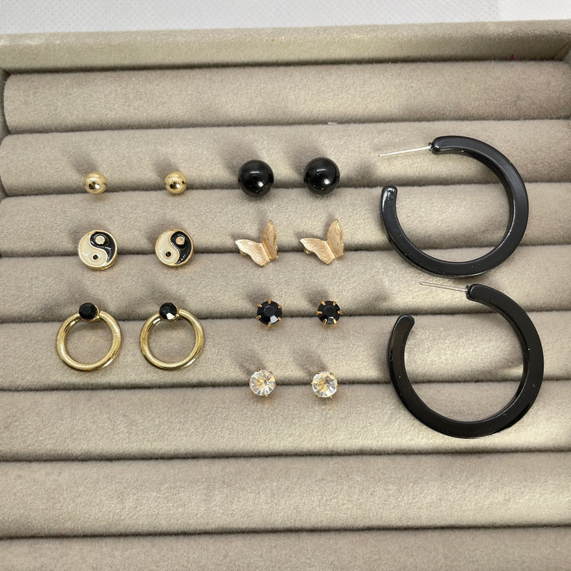 Jane Studs & Earrings Set | 12 Pairs